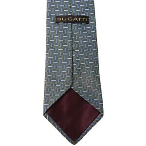 Men's Bugatti Blue/Olive/White 100% Imported Silk Tie Made In U.S.A. #T16